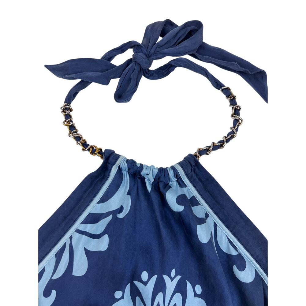 Vintage Y2K Bebe Scarf Top Silk Blue Floral Boho Festival Hippie Artsy Summer - Picture 4 of 6